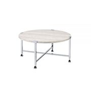 White oak & chrome coffee table by Acme additional picture 2