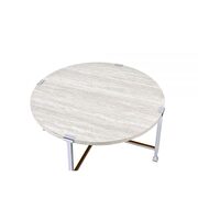 White oak & chrome coffee table by Acme additional picture 4