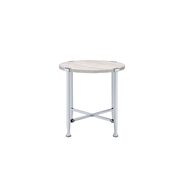 White oak & chrome end table by Acme additional picture 2