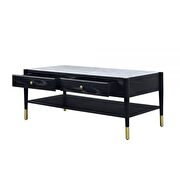 Marble & black coffee table by Acme additional picture 3