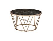 Faux black marble glass top and champagne finish base coffee table by Acme additional picture 3