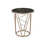 Faux black marble glass top and champagne finish base coffee table by Acme additional picture 6