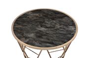 Faux black marble glass top and champagne finish base end table additional photo 2 of 2