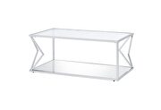 Clear glass table top and bottom shelf clean open design coffee table by Acme additional picture 3