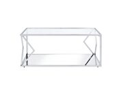 Clear glass table top and bottom shelf clean open design coffee table by Acme additional picture 4