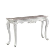 Marble top & white finish base rectangular coffee table by Acme additional picture 2