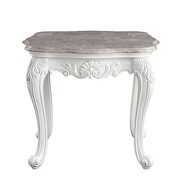Marble top & white finish base end table by Acme additional picture 3