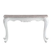 Marble top & white finish base sofa table by Acme additional picture 2