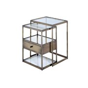 Antique brass & clear glass 2pieces pack nesting tables set by Acme additional picture 2
