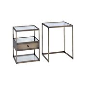 Antique brass & clear glass 2pieces pack nesting tables set by Acme additional picture 5