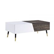 White high gloss & rustic oak finish coffee table by Acme additional picture 2