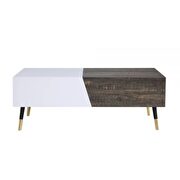 White high gloss & rustic oak finish coffee table by Acme additional picture 3