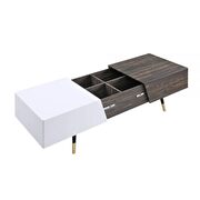 White high gloss & rustic oak finish coffee table by Acme additional picture 6