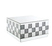 Glamorous mirror finish sparkling faux diamond inlay coffee table by Acme additional picture 2