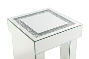 Beautiful mirrored finish and glistening faux diamonds inlay end table by Acme additional picture 2