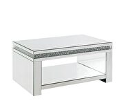 Faux diamonds inlay and gleaming mirrored finish coffee table by Acme additional picture 2