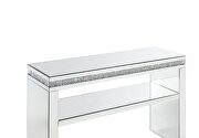 Faux diamonds inlay and gleaming mirrored finish sofa table by Acme additional picture 2