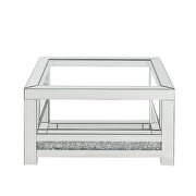 Clear tempered glass top mirrored & faux diamonds coffee table by Acme additional picture 4