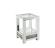 Clear tempered glass top mirrored & faux diamonds coffee table by Acme additional picture 5