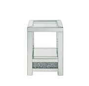 Clear tempered glass top mirrored & faux diamonds end table by Acme additional picture 3
