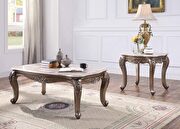 Light marble top & champagne coffee table by Acme additional picture 2
