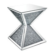 Inverted pyramids base mirrored panel coffee table by Acme additional picture 2