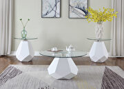 White high gloss & clear glass coffee table by Acme additional picture 2