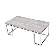 Natural oak & chrome coffee table by Acme additional picture 3
