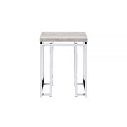 Natural oak & chrome end table by Acme additional picture 2