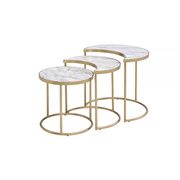 Faux marble & gold 3pieces pack nesting table set by Acme additional picture 2