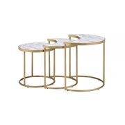 Faux marble & gold 3pieces pack nesting table set by Acme additional picture 3