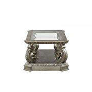 Antique silver & clear glass coffee table by Acme additional picture 4