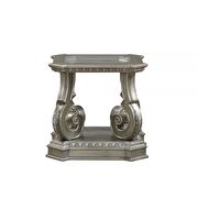 Antique silver & clear glass end table by Acme additional picture 3