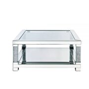 Airy mirrored panel / clear glass top square coffee table by Acme additional picture 2