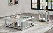 Airy mirrored panel / clear glass top square coffee table by Acme additional picture 3