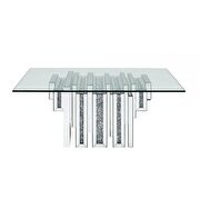 Clear glass top / geometric mirrored base coffee table by Acme additional picture 2