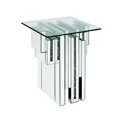 Clear glass top / geometric mirrored base coffee table by Acme additional picture 4