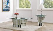 Clear glass top / geometric mirrored base coffee table by Acme additional picture 5