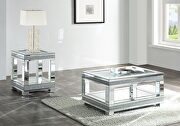 Stylish rectangular clear glass top / mirrored coffee table by Acme additional picture 4