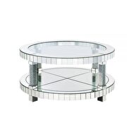 Mirrored & faux gems coffee table with round glass top by Acme additional picture 2