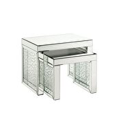 Brilliant mirrored top and glistening faux crystals inlay accent table by Acme additional picture 2