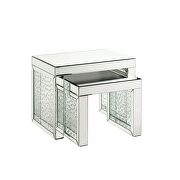 Brilliant mirrored top and glistening faux crystals inlay accent table additional photo 2 of 3