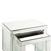 Brilliant mirrored top and glistening faux crystals inlay accent table by Acme additional picture 3