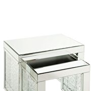 Brilliant mirrored top and glistening faux crystals inlay accent table additional photo 3 of 3