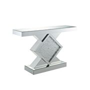 Turned square base glam style mirrored console by Acme additional picture 2