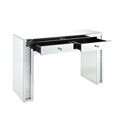 Mirrored & faux crystals vanity desk, stool and mirror by Acme additional picture 4