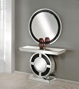 Mirrored glam style console table / display w circled base by Acme additional picture 2