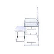 White faux fur & chrome vanity desk and stool by Acme additional picture 4
