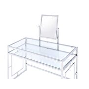 White faux fur & chrome vanity desk and stool by Acme additional picture 6