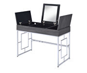 Black oak & chrome vanity desk by Acme additional picture 2